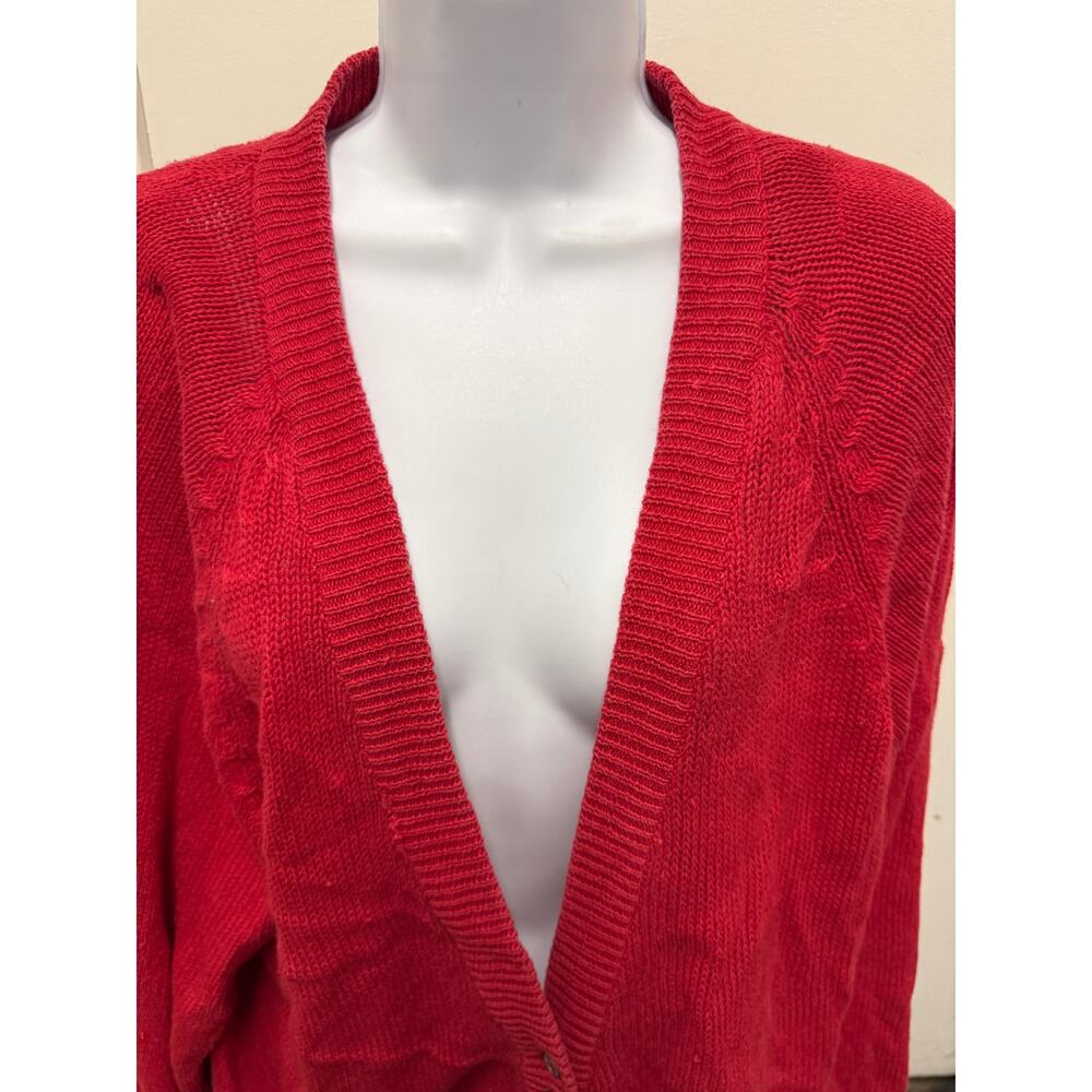 VTG 80's Alyssa Brooke Knit Sweater XXL Red Acrylic Deep V Neck Preppy Oversized - Picture 4 of 5